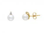 Golden earrings 9k with pearls and zircon (code S173620)